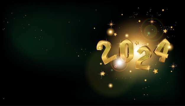 Premium Vector | Golden 2024 numbers happy new year greetings card