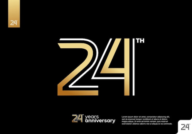 Golden 24th anniversary celebration logotype on black background