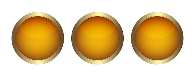 3 pulsanti a cerchio dorato vettore per i pulsanti ui disegno del pulsante di lusso pulsante dorato cerchio scuro