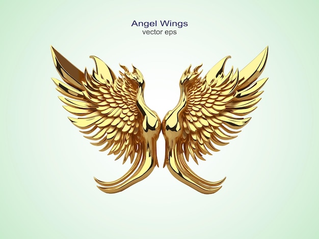 Golden 3d Colorful bird wings logo angel wings collection sticker transparent set vector background