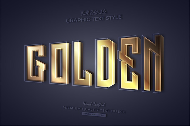 golden 3d editable text effect font style