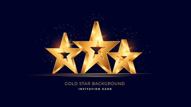暗いモダンな背景に金色の 3 d スター星ベクトル図と豪華賞バナー