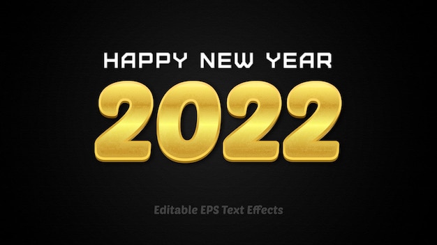 2022년 새해 복 많이 받으세요 황금 3d 텍스트 효과 디자인