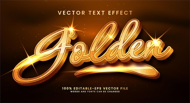 Golden 3d text style effect. editable text with luxury concept.