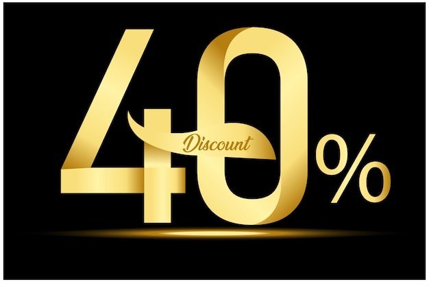 Golden 40 Percent Off discount sale Banner