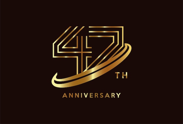 Vector golden 47 year anniversary celebration logo design inspiration