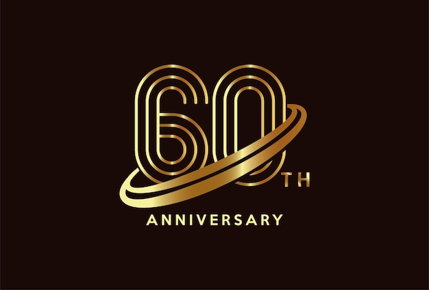 Golden 60 year anniversary celebration logo design inspiration