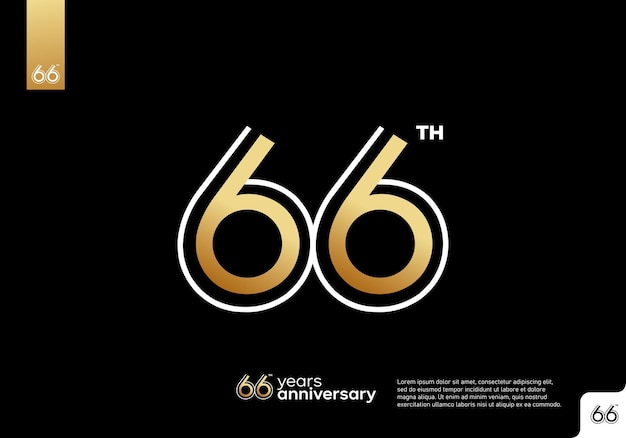 Golden 66th anniversary celebration logotype on black background