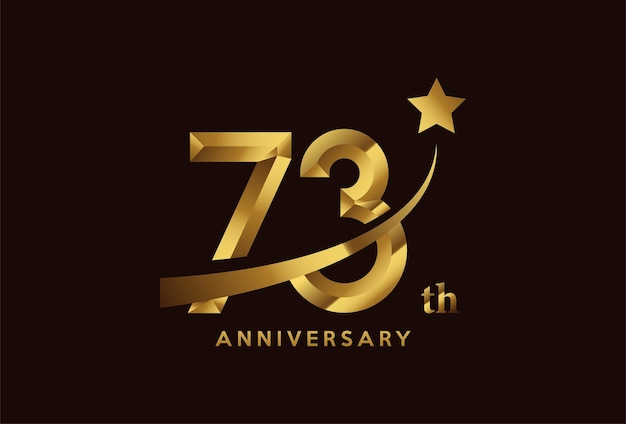 Vettore design del logo della celebrazione dell'anniversario di 73 anni d'oro con il simbolo della stella