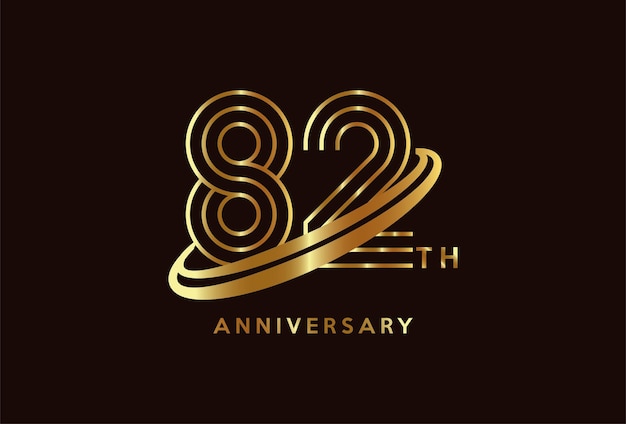Golden 82 year anniversary celebration logo design inspiration