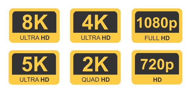 Golden 8k 4k 5k Ultra Hd Video Resolution Icon Logo High Definition Tv Game Screen Monitor