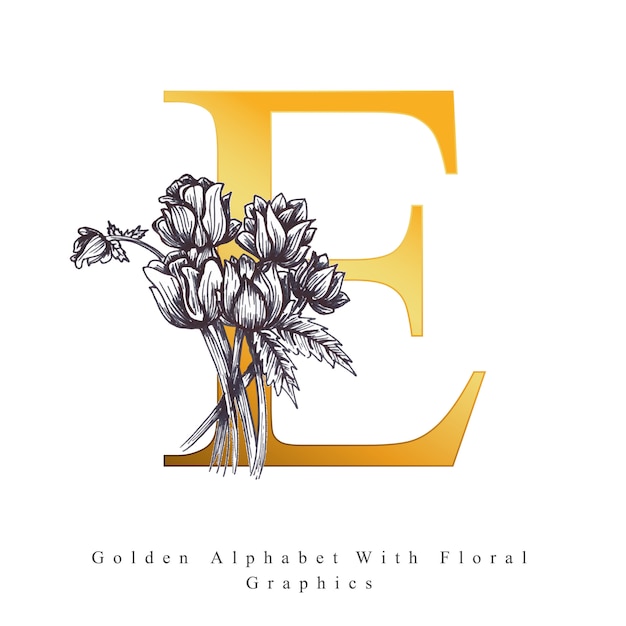 Golden alphabet letter e