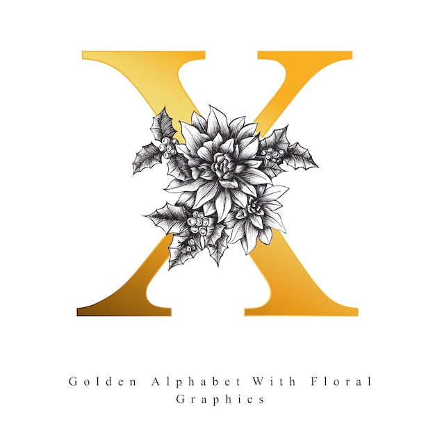 Vector golden alphabet letter x