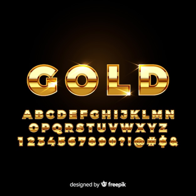 Vettore alfabeto d'oro