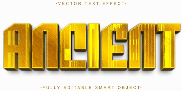 Golden Ancient Vector Volledig bewerkbaar Smart Object Teksteffect