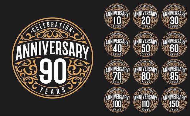 Golden anniversary celebration logotype set