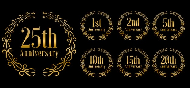 Vector golden anniversary celebration  set premium