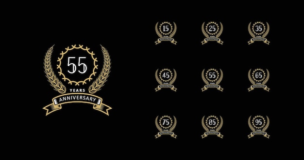 벡터 golden anniversay 프리미엄 엠블럼 세트