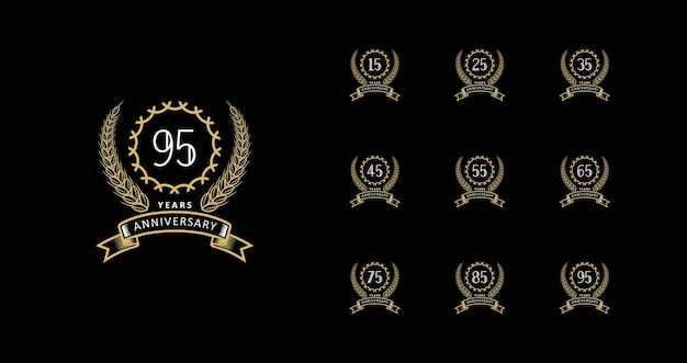 벡터 golden anniversay 프리미엄 엠블럼 세트