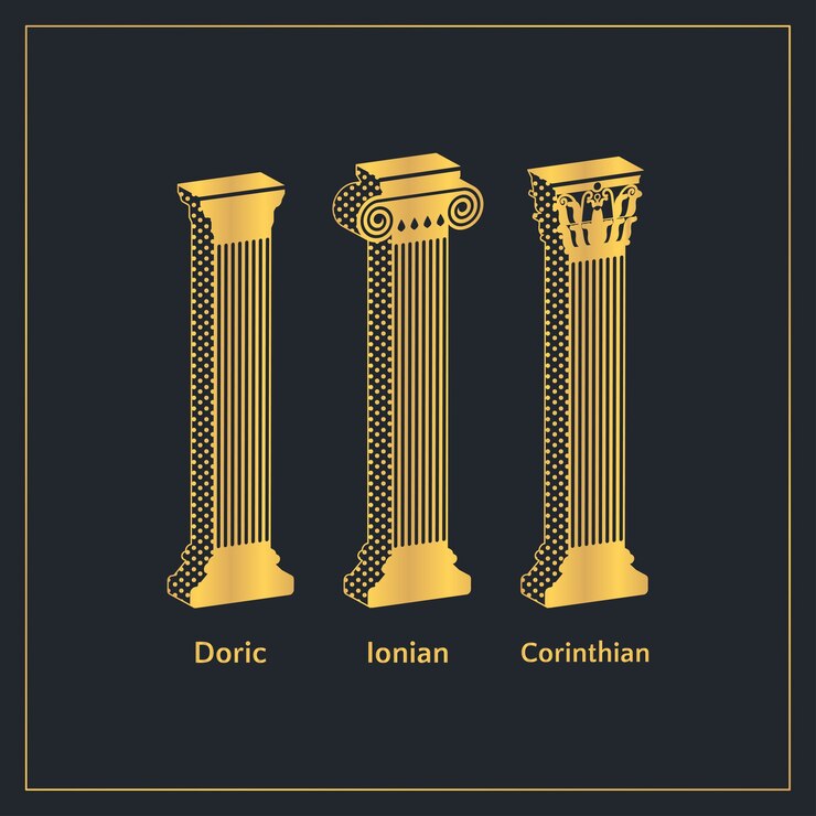 Vector golden antique greek columns  template