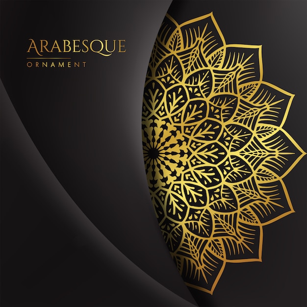 Golden Arabesque Mandala Background