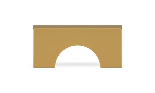 Golden arch tribune showcase rectangle platform studio tribune pedestal front view realistic vector