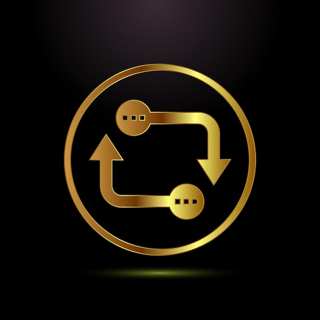Golden Arrows Forming a Circular Loop Symbolizing Iteration Recursion or Synchronization in a Stylish Design