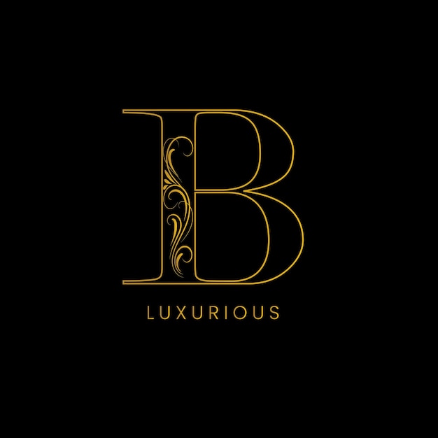 Vector golden b letter logo icon, vintage luxury logo design