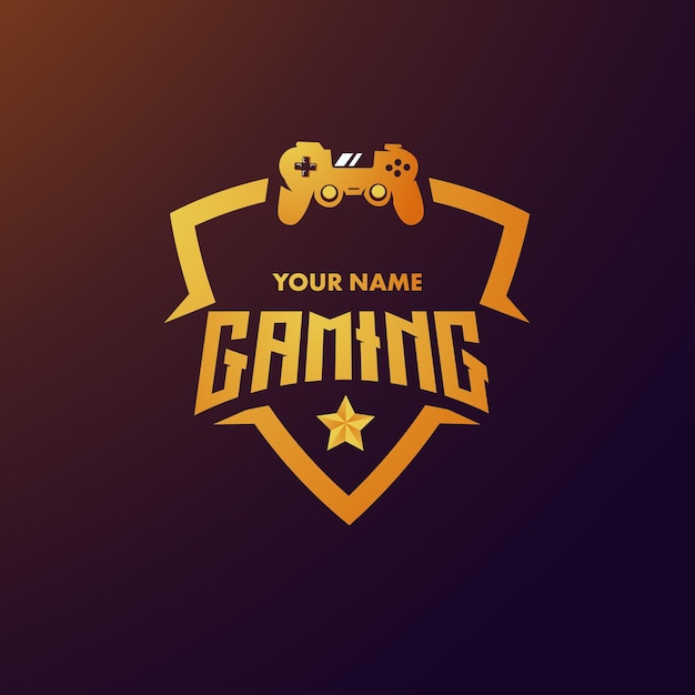 Vettore modello di logo del distintivo d'oro per l'esport di gioco