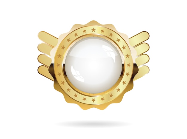 Golden badge retro style isolated on white background