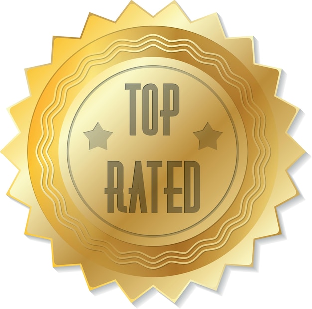 Golden Badge For Top Rated Products Isolated On Transparent Background