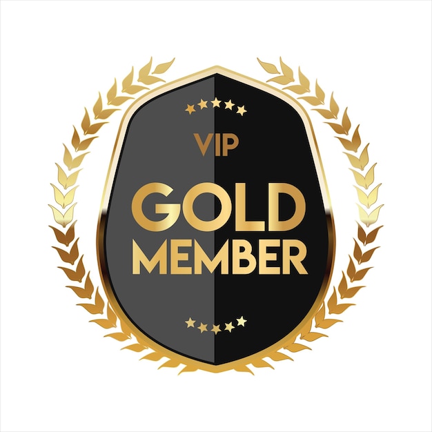 Golden badge vip golden member retro design