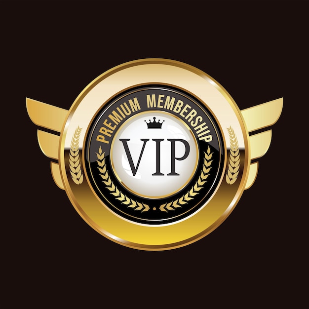 Vettore distintivo d'oro vip premium membro design isolato su sfondo nero