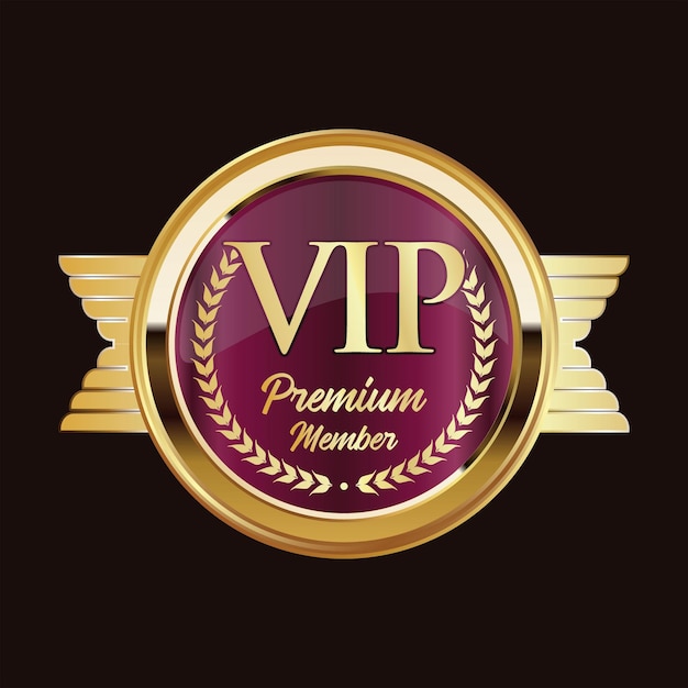 Golden badge VIP premium member design isolated on black background