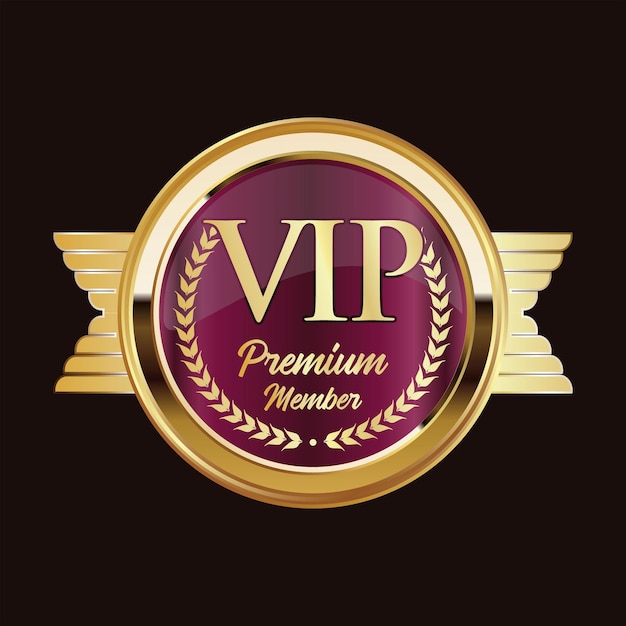 Золотой значок vip-дизайн члена премиум-класса изолирован на черном фоне