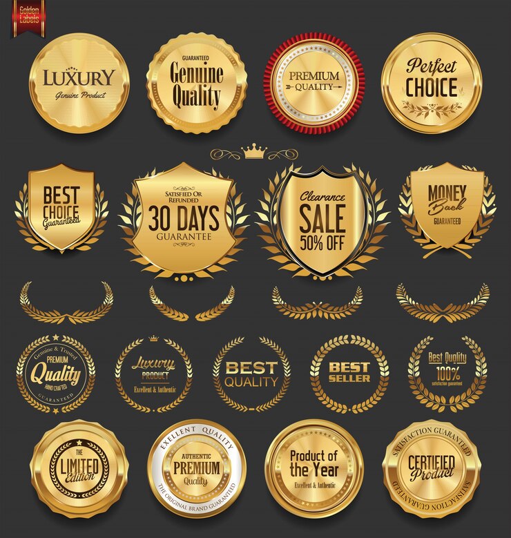 Vector golden badges and labels