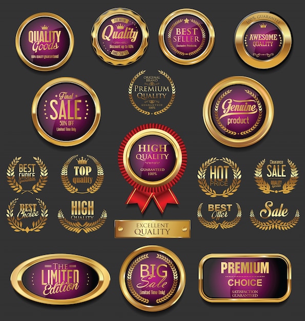 Vector golden badges