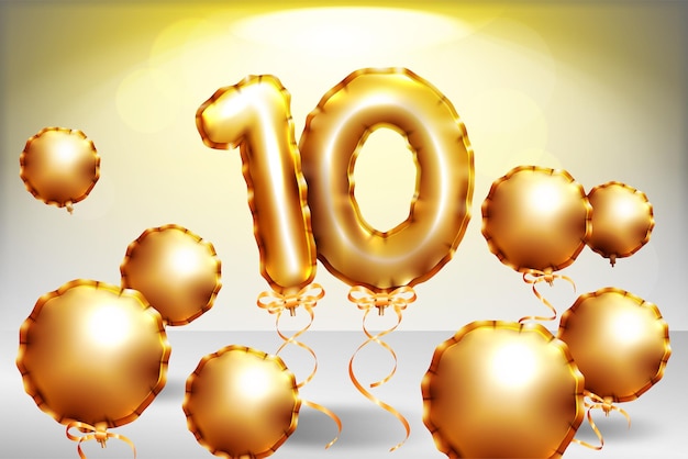 Vector golden balloon number vector design