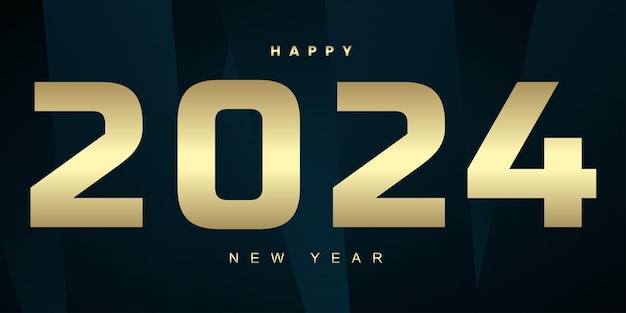 新年のお祝いコンセプトのゴールデン バナー デザイン 2024 番号プレミアム