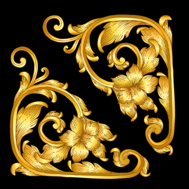 Golden baroque style frame scroll