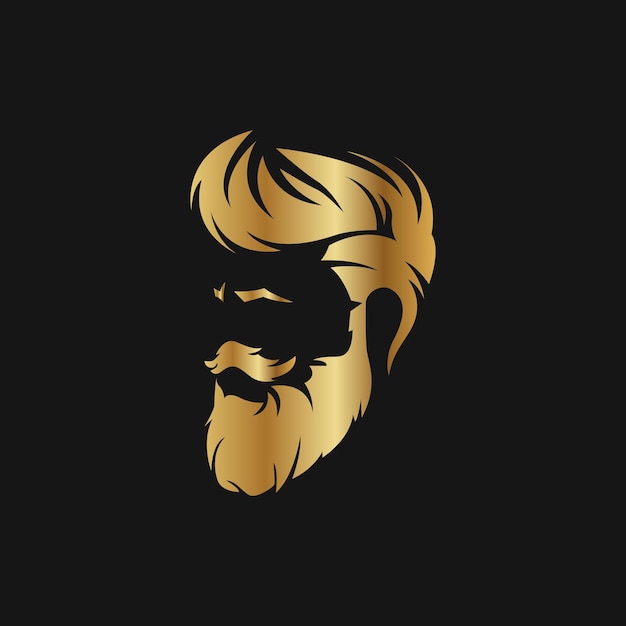 Golden beard logo design template