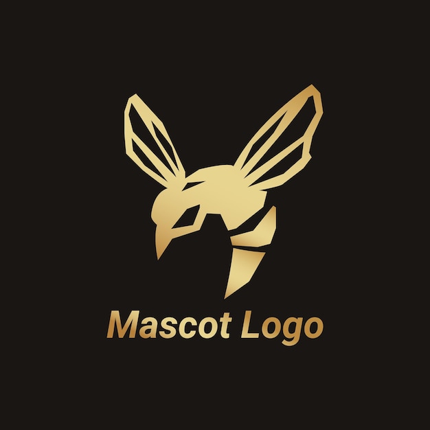 Vector golden bee mascot logo template