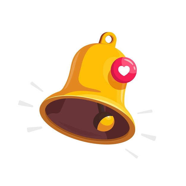 Golden bell icons like red button heart