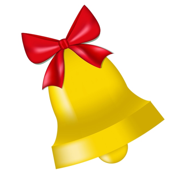 Vector golden bell with a red festive bow