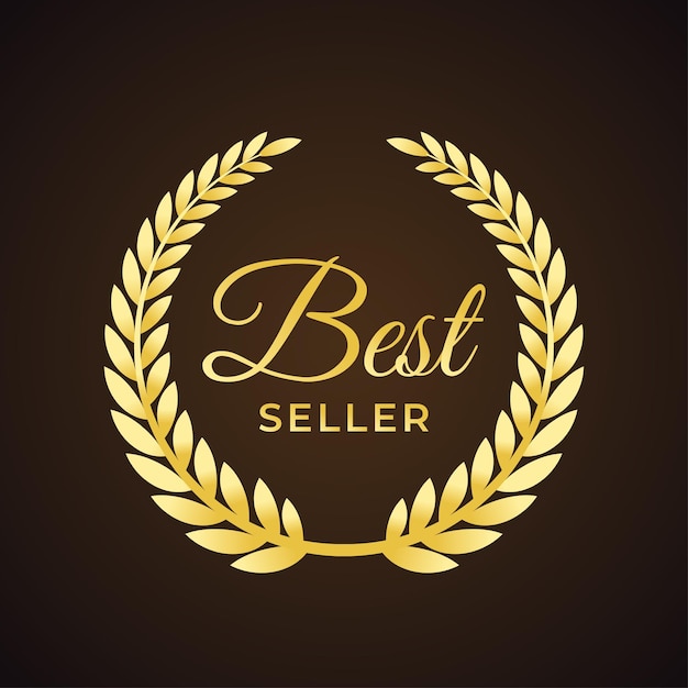 Golden best seller label with script font and paddy symbol