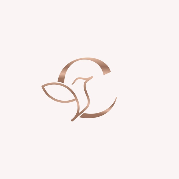 Golden bird logo beauty letter c