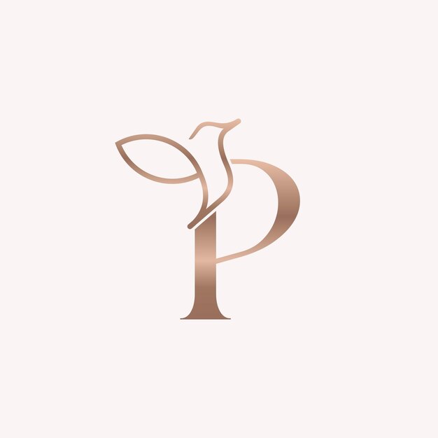 Вектор Золотая птица логотип красота буква p