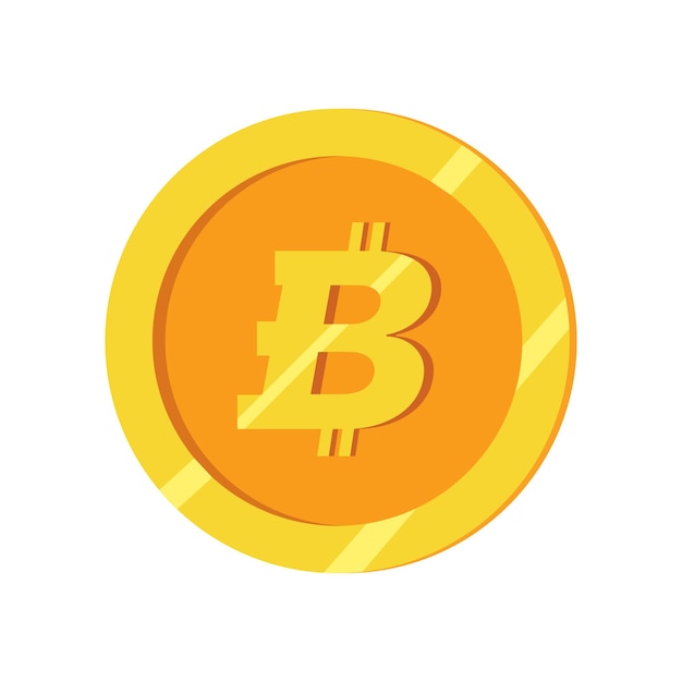 Golden bitcoin coin. Crypto currency golden coin bitcoin symbol isolated on white background. Flat v