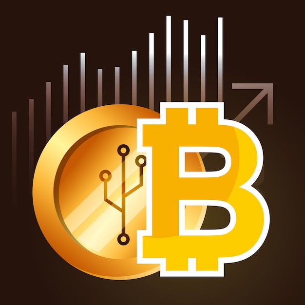 golden bitcoin coin symbol money vector illustration