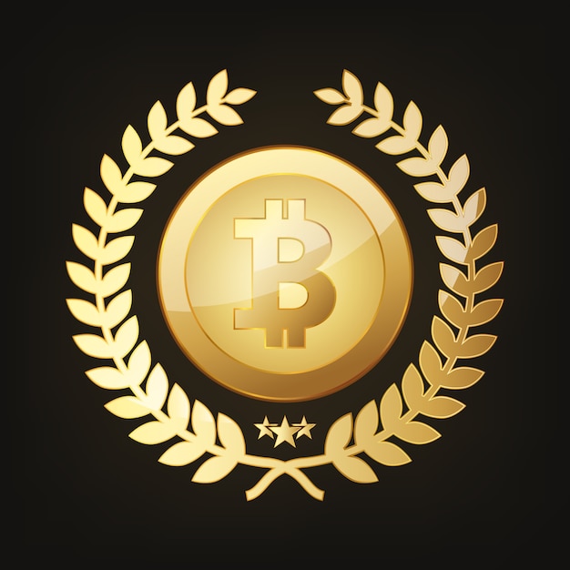 Vector golden bitcoin icon. vector illustration